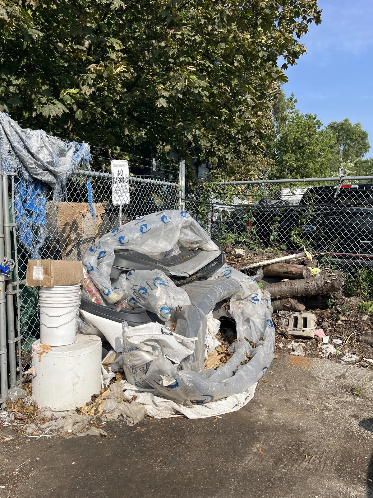 Mixed junk and old household materials before removal